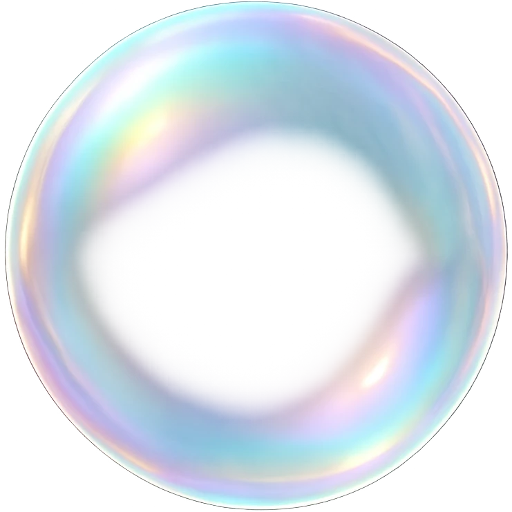 a single floating iridescent bubble, soft and luminous, gentle glow, translucent, shiny, delicate, pastel colors emoji