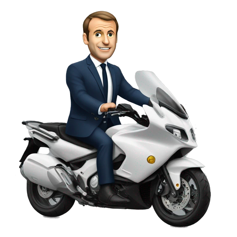 Macron sur une moto emoji