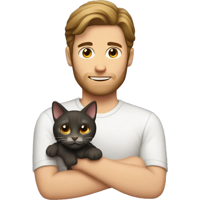 WHITE MAN HOLDING A CAT WITH DARK BROWN HAIR emoji