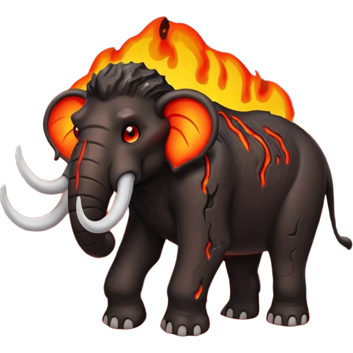 Magma+🦣+lava and cracks into a living creature with glowing red eyes I call lava mammoth 🦣 {hellephant} emoji