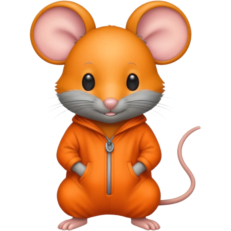 a grey mouse Prison wear orange jumpsuit emoji