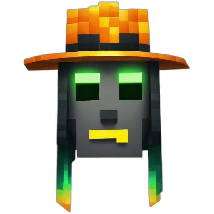 Pixel Minecraft Fedora Halloween Head Diamond Obsidian Emerald Flame Shiny Glow Reward Legendary Unique Epic Mystery emoji