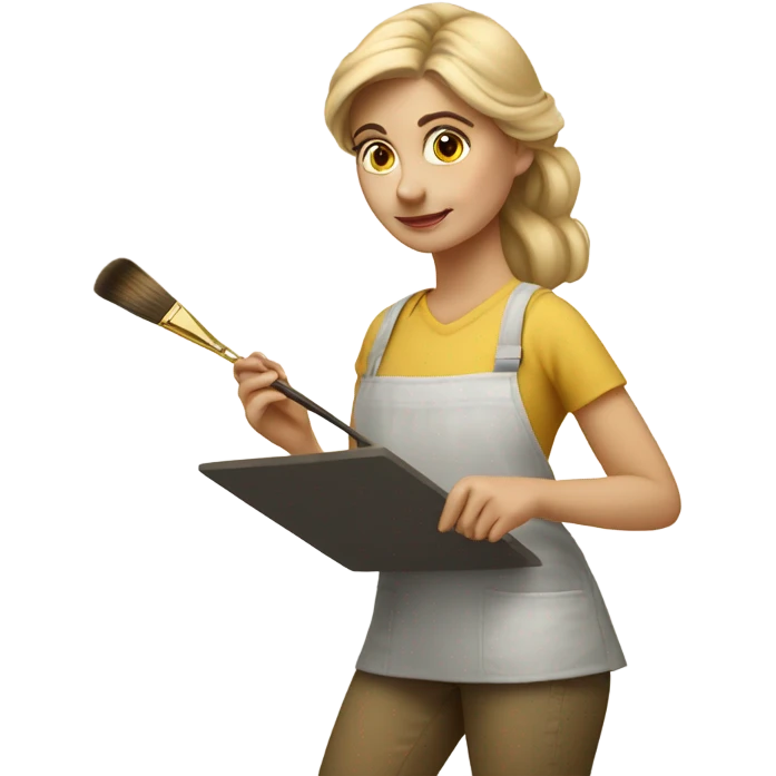 Blonde artist painting emoji