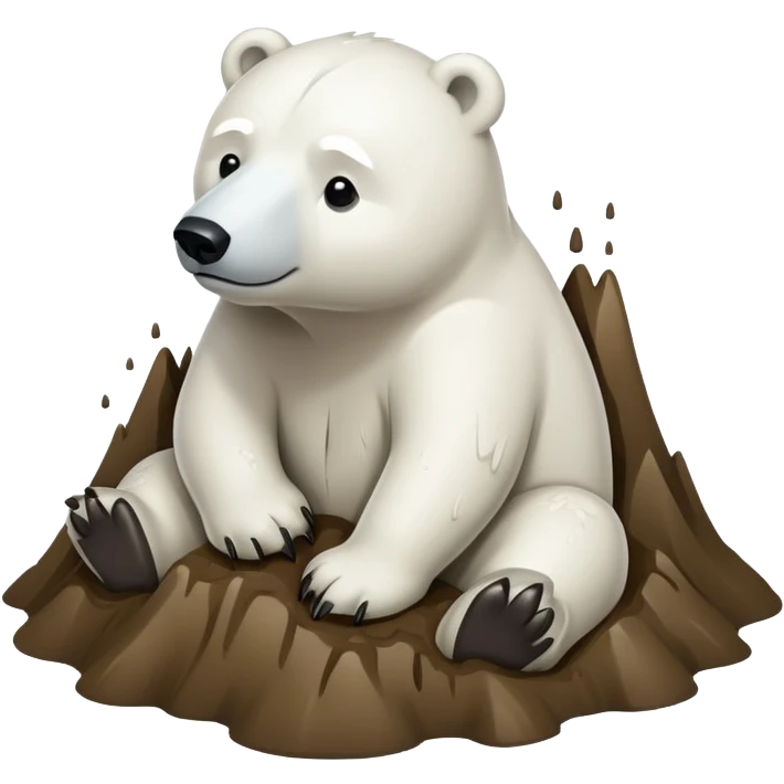 white polar bear in mud  emoji