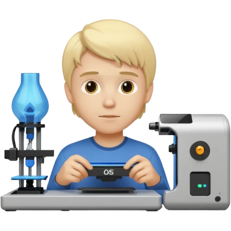 Boy with blonde hair using 3D Printer emoji
