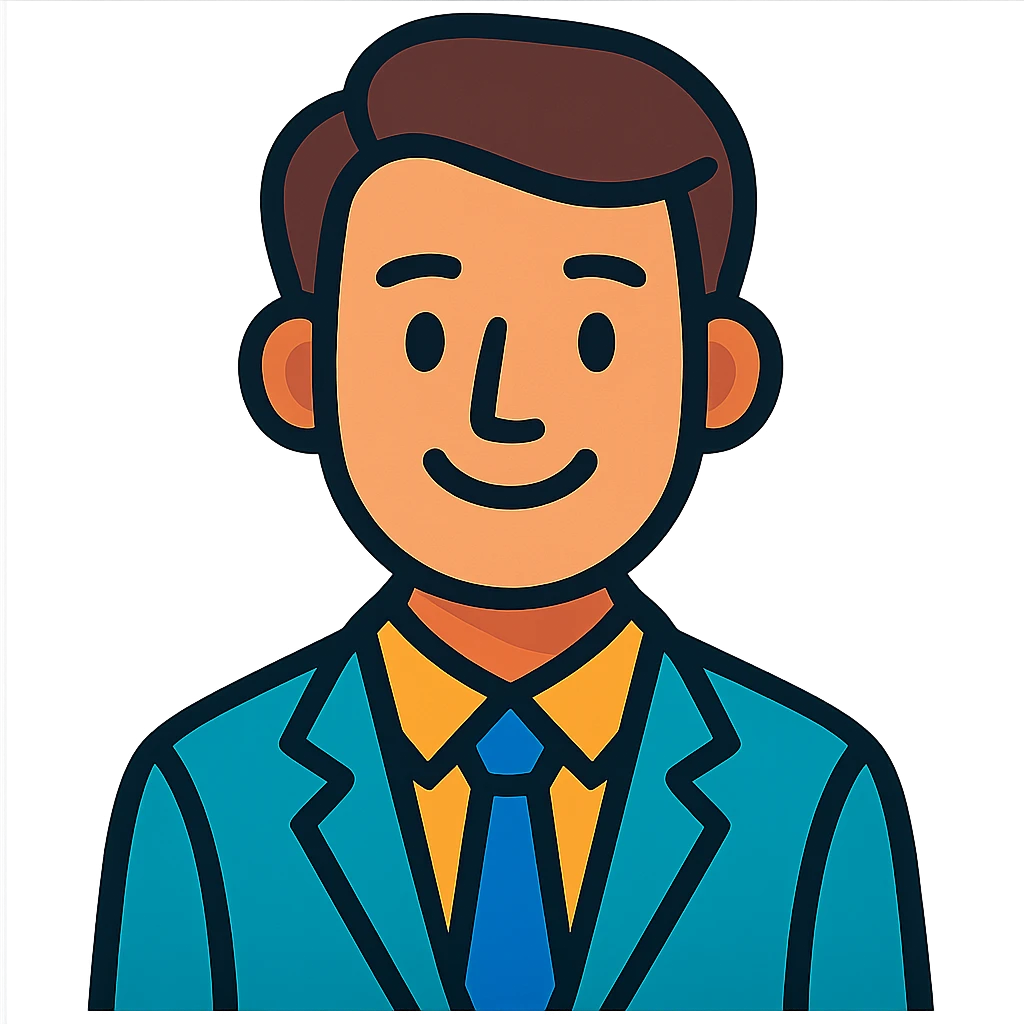 polite person, gentle smile, friendly eyes, neat appearance, vibrant toon style emoji