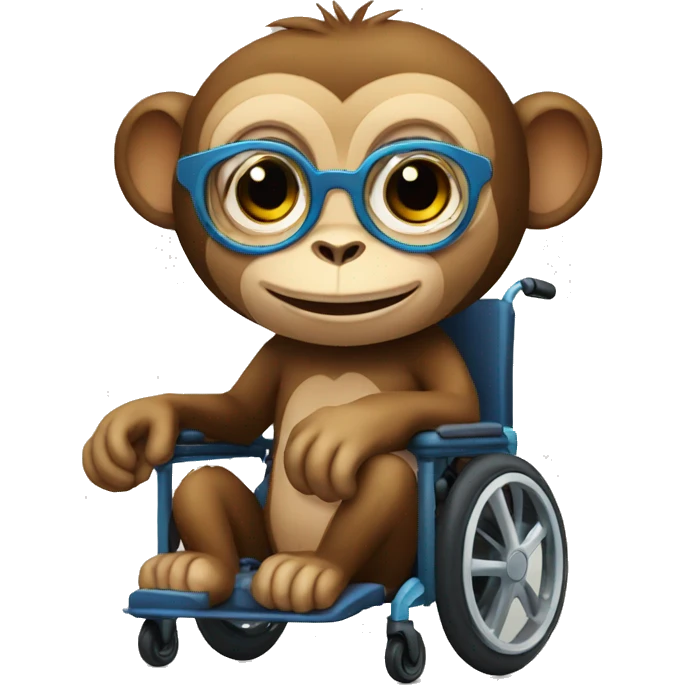 cute monkey with glasses in electric wheelchair emoji
