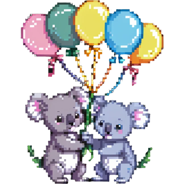 koala babies holding balloons emoji