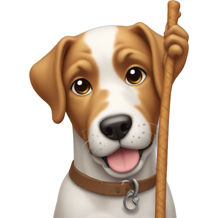 Dog with cane in their hands emoji