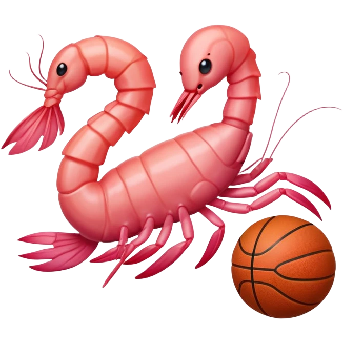 Shrimp playing basketball emoji