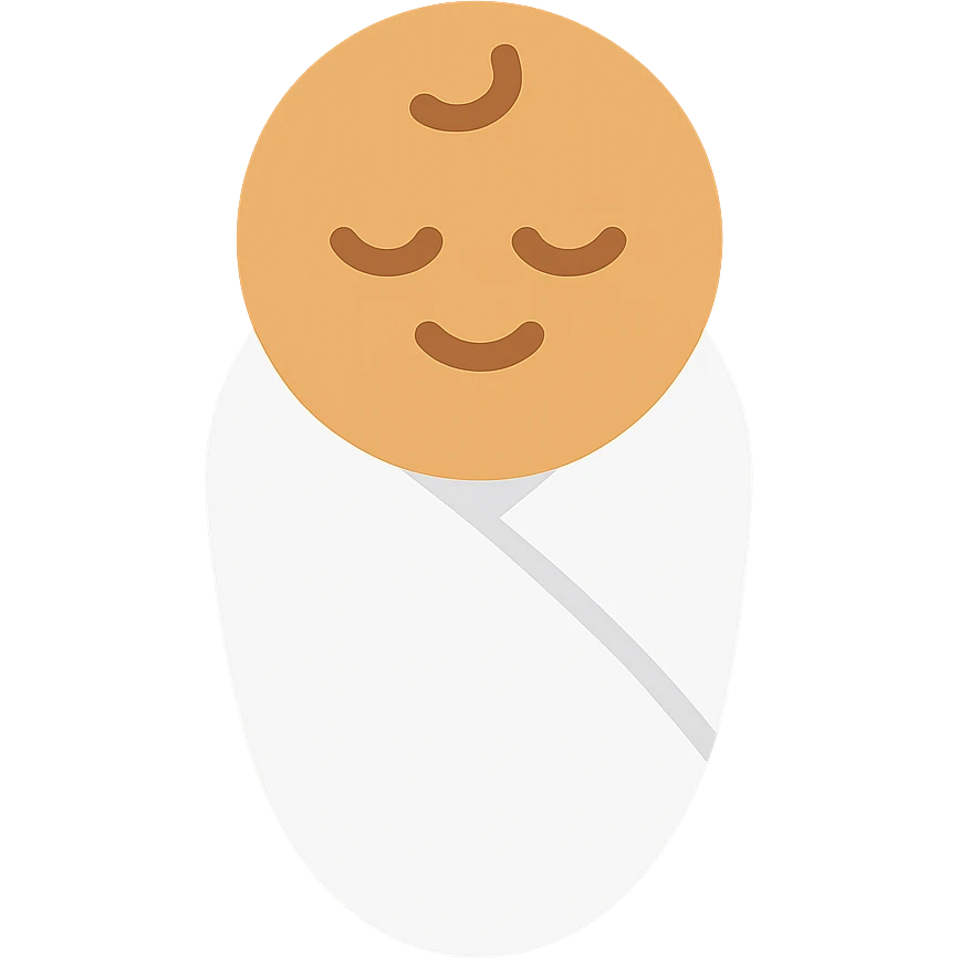 tanned baby wrapped in a white swaddle blanket color icon emoji