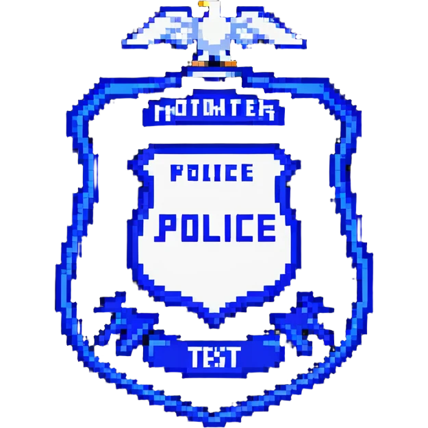 Blue and white police-style badge with MODERATOR text emoji