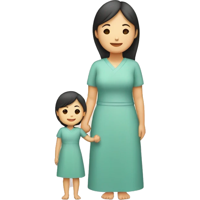 asian mother and daughter holding hands emoji