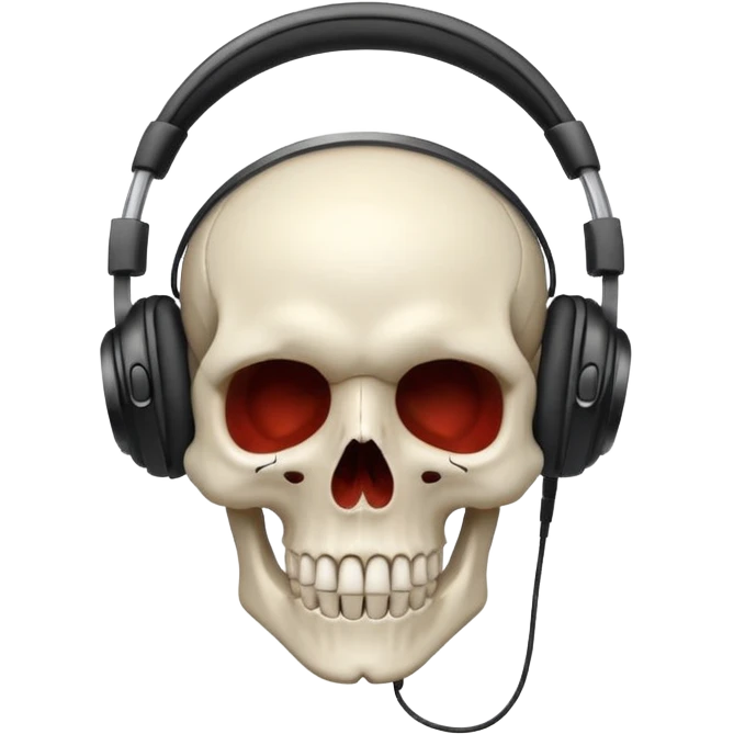 une tete de mort avec un casque audio emoji