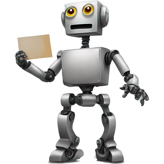 robot holding his painting emoji