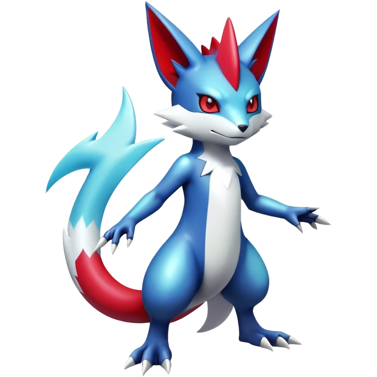 Cute Cool Edgy Shiny Futuristic Ethereal Legendary Digimon-Sneasel-Zangoose-hybrid full body emoji