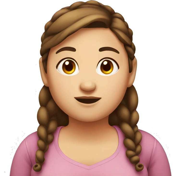 Fat girl with brown hair and brown eyes with ponytail  emoji