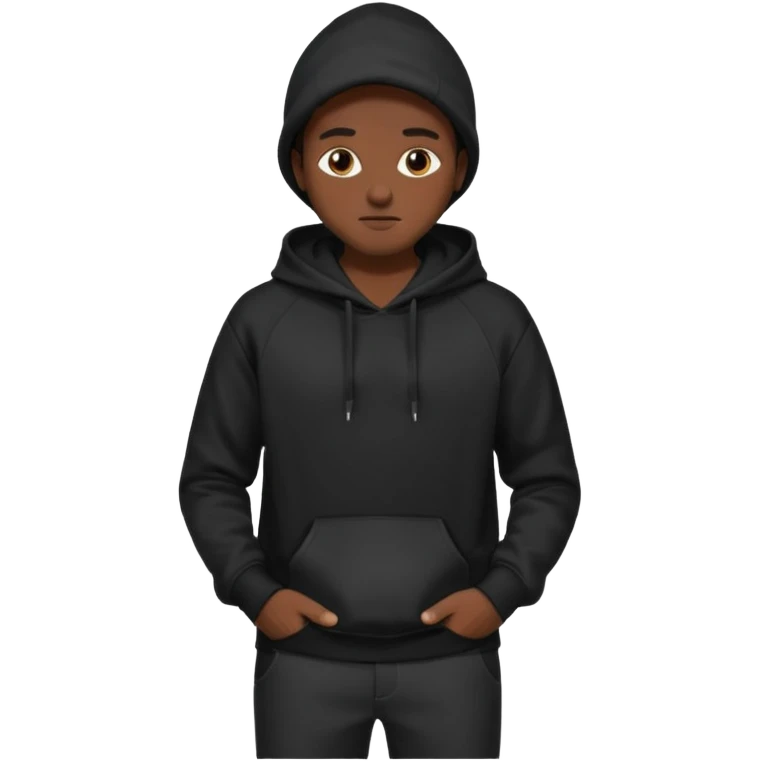 fullbody Mysterious sky man in black hoodie, hands in pockets and black pants emoji