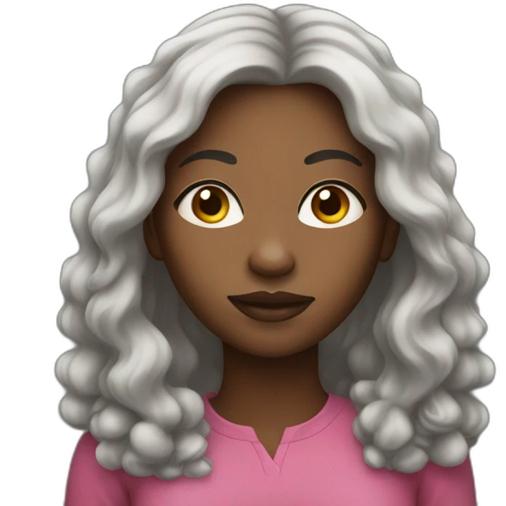 black woman with a round face and long hair emoji
