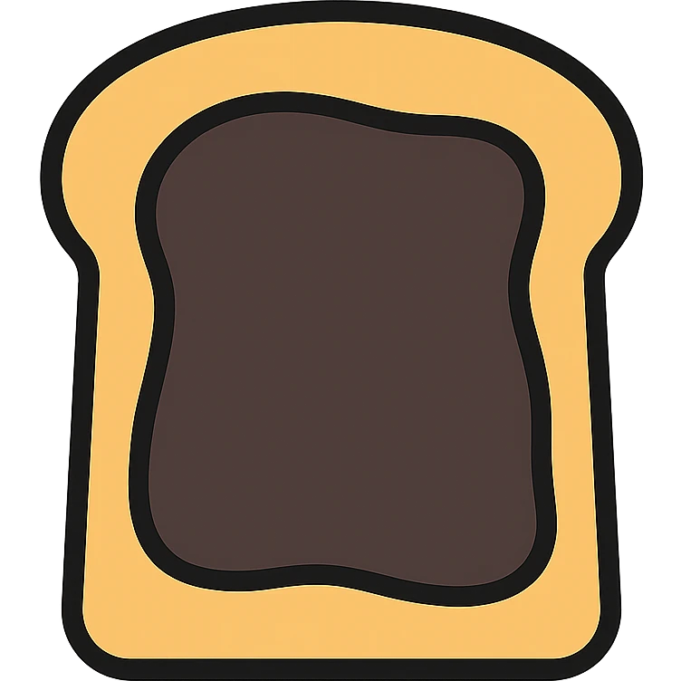 minimal flat icon of a slice of toast with dark vegemite spread emoji