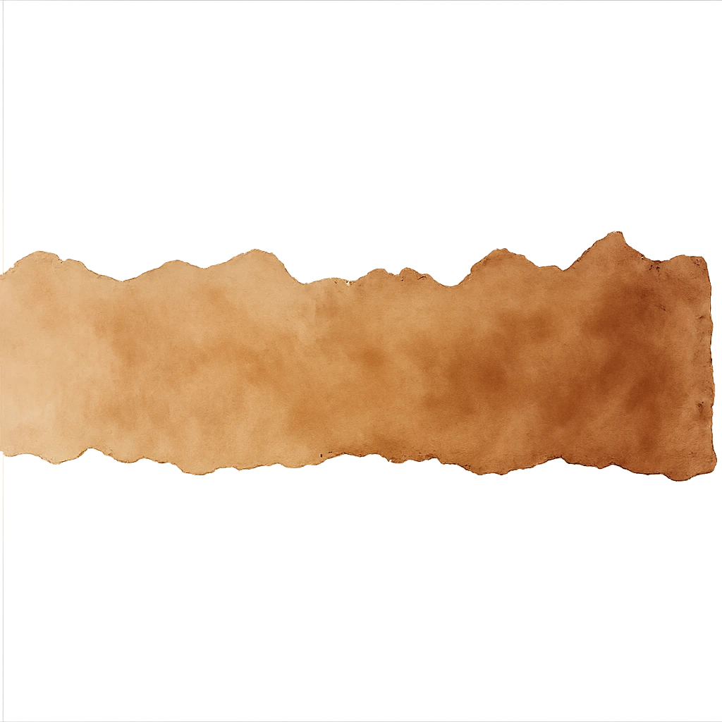 abstract torn paper strip with jagged edge, warm brown tones, watercolor effect, transparent background, no face, no hands, no legs, no characters emoji