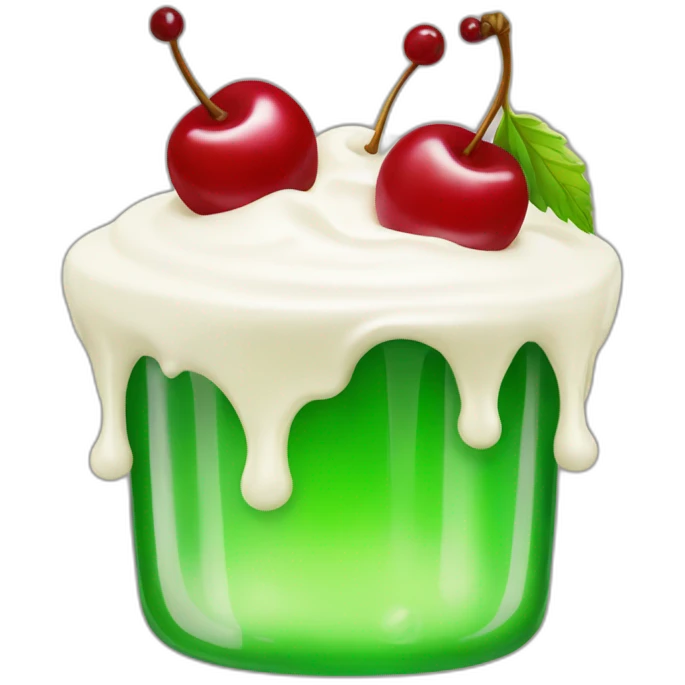 green jelly with cream and a cherry on top emoji