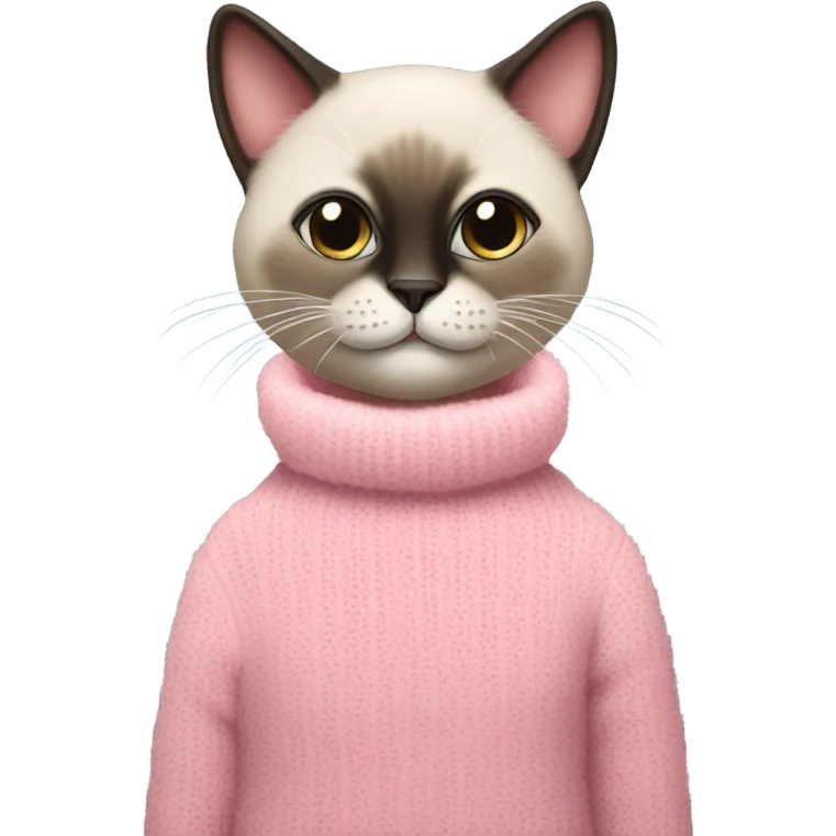 Siamese Cat in a pink fuzzy sweater emoji