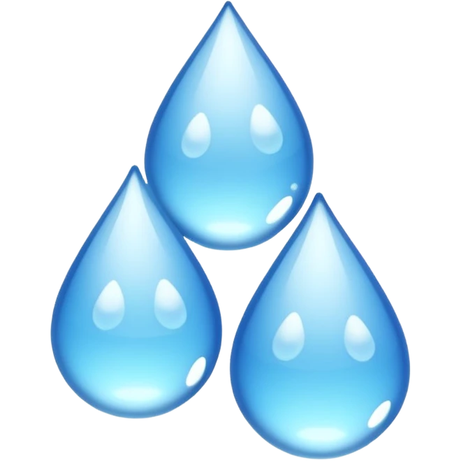 three equally sized droplets stacked on top of each other with two other droplets going outward from the middle droplet emoji