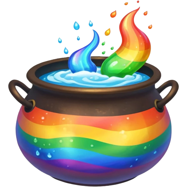 rainbow potion in a cauldron emoji