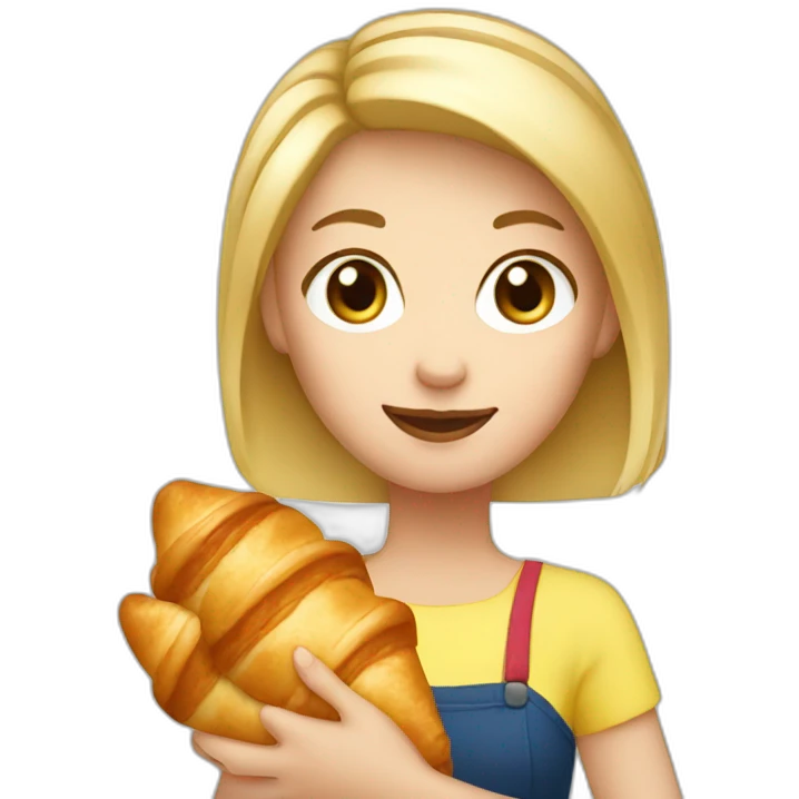French Blond Girl Holding a Croissant emoji