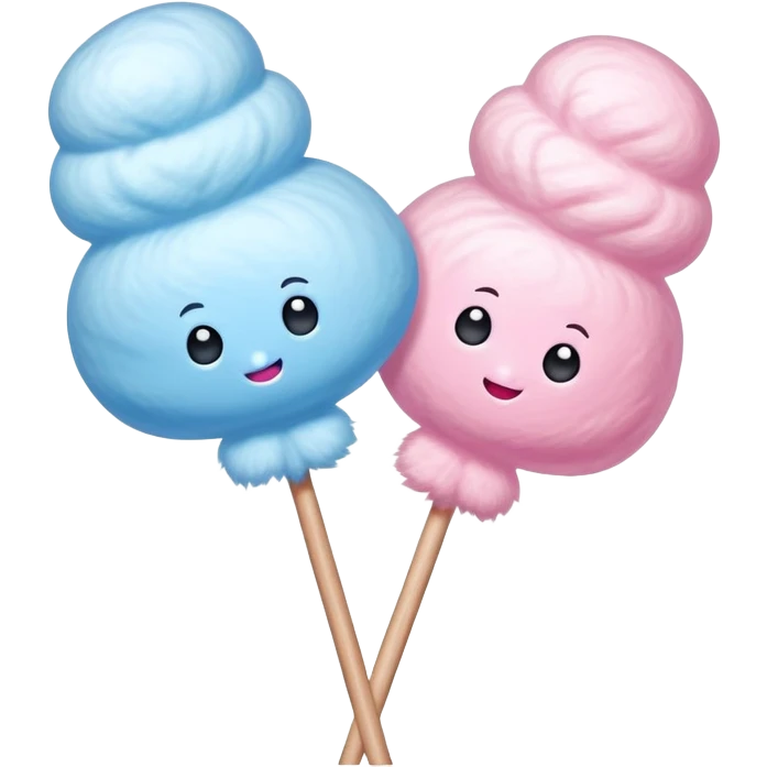 Pink and blue fluffy cotton candy on a stick emoji