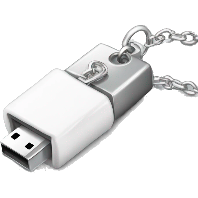 white pendrive with silver disco ball chain emoji