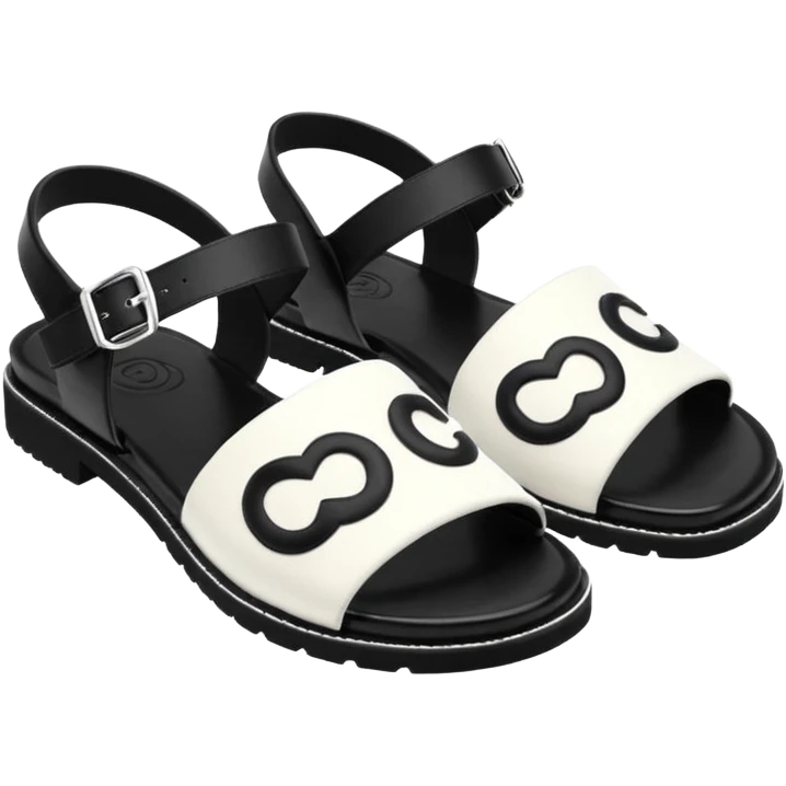Womens black and white Lambskin Printed CC Sandals emoji
