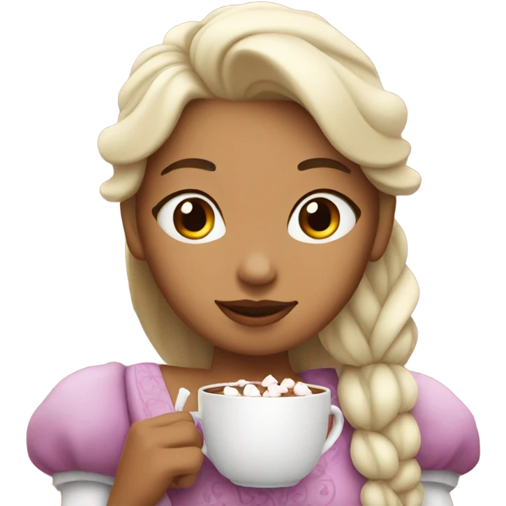 Princess drinking hot chocolate with marshmallows  emoji