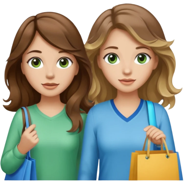 make me and my best friend togheter i have brown hair that falls on my shoulders and brown eyes and she has really long wavy brown hair with a little blonde and green/blue eyes we are shopping and i have BROWN eyes emoji