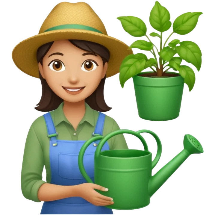 woman gardener with watering pot emoji