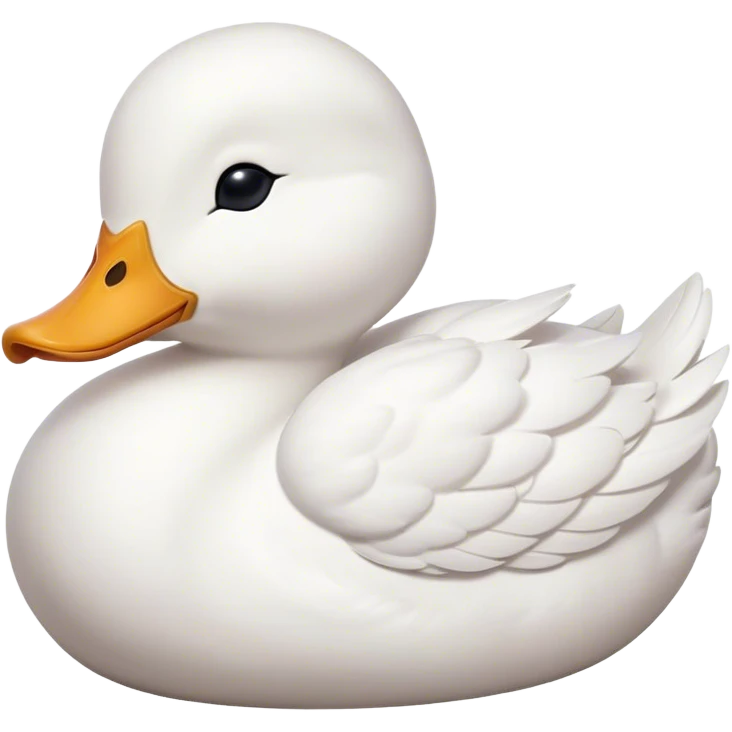 Meme-Worthy Cute Sleeping White Duck Portrait Emoji, Head resting peacefully with a contented smile, showcasing a sleek, graceful build and a luxuriously soft pure white plumage, eyes shut in a serene, restful nap, Simplified yet hilariously adorable features, highly detailed, glowing with a soft, drowsy light, high shine, relaxed and utterly lovable, stylized with an air of playful laziness, bright and heartwarming, soft glowing outline, capturing the essence of a comically sleepy duck, so meme-worthy it feels like it could instantly become the next viral sensation of adorable slumber! emoji