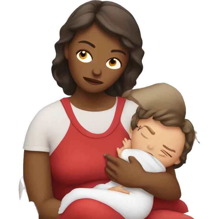 Tired mom with devil baby emoji