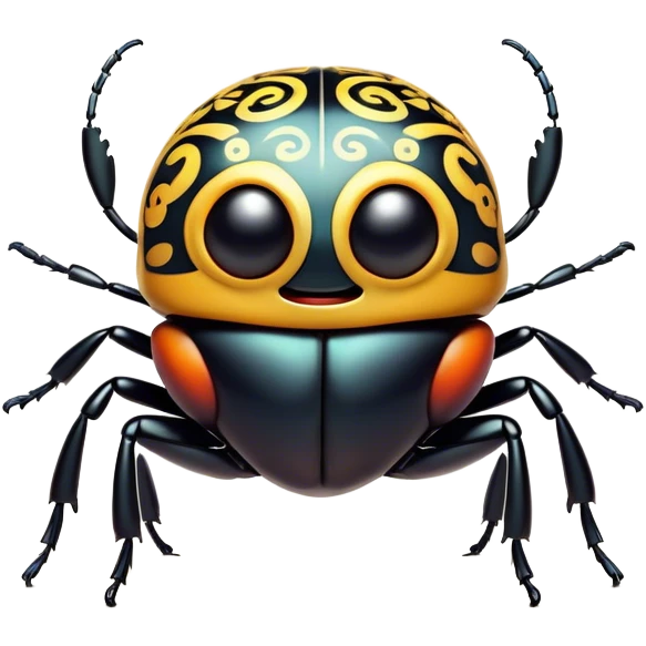 Cinematic Cheeky Beetle Portrait Emoji, Head tilted dramatically with an exaggeratedly shocked expression, featuring a compact, shiny body with wide, comically expressive eyes full of playful disbelief and subtly animated, ornate patterns, Simplified yet hilariously expressive features, highly detailed, glowing with a slightly sassy reflective glow, high shine, dramatic yet playful, stylized with an air of cheeky insect mischief, soft glowing outline, capturing the essence of a meme-worthy beetle that looks ready to scurry its way into viral fame! emoji