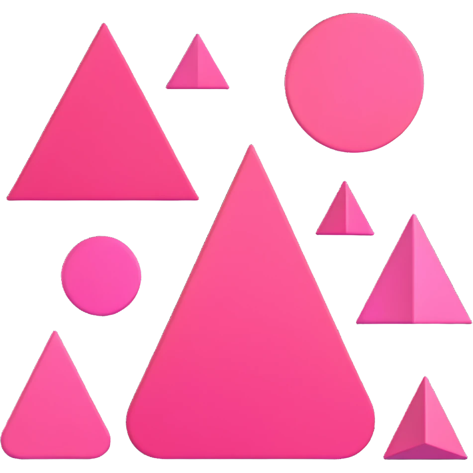 minimal pink 3D circle, triangle, and square together emoji