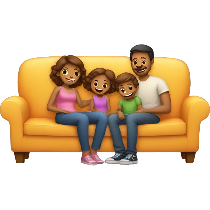 mom and dad and kid on couch emoji