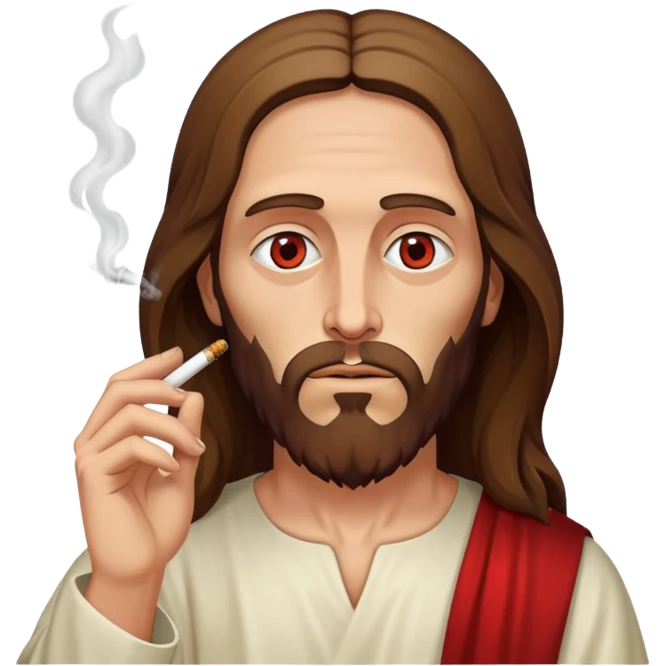 Stoner jesus smoking a blunt with reddish eyes emoji