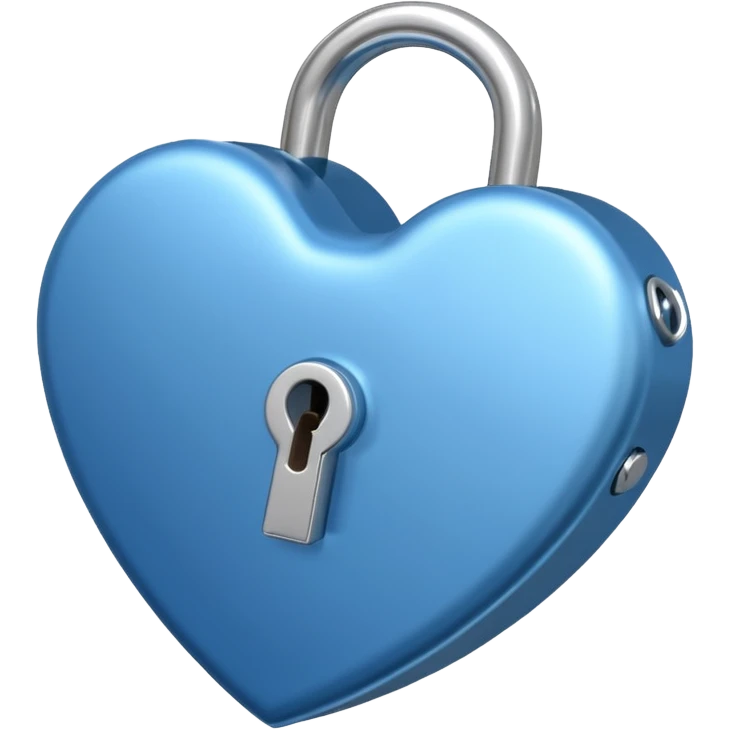 A blue shade heart-shaped lock with a silver key emoji