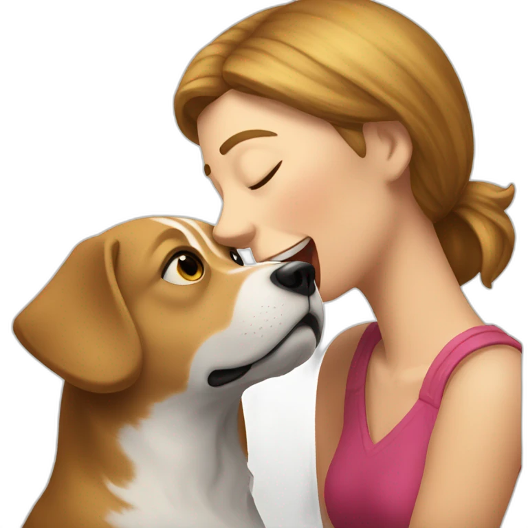 dog licking woman's face emoji