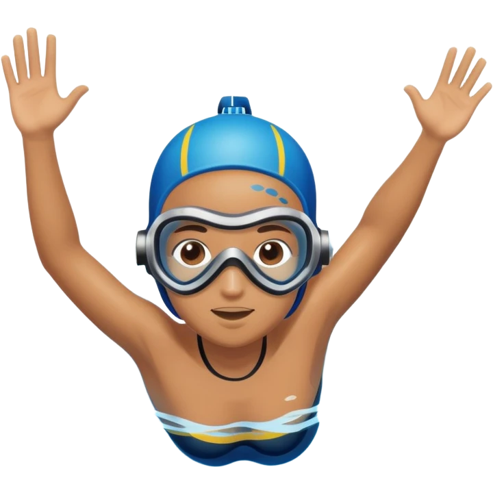 determined pool diver dives into a pool of confidence blue water underneath water  emoji