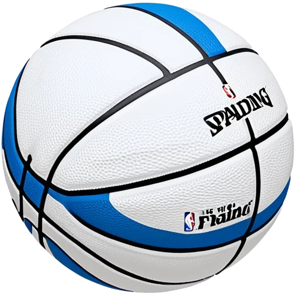 minimalist blue Spalding basketball with simple NBA logo, few colorful lines, clean design emoji