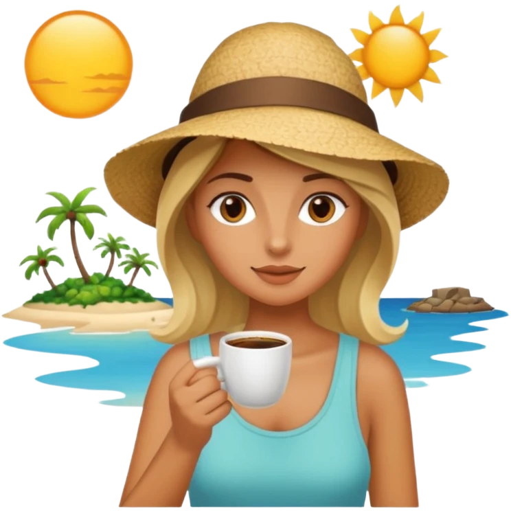 Girl on an island drinking coffee emoji