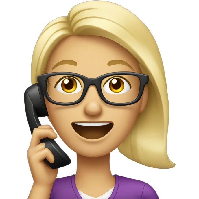 blond Woman wearing glasses on a phone call talking animatedly  emoji