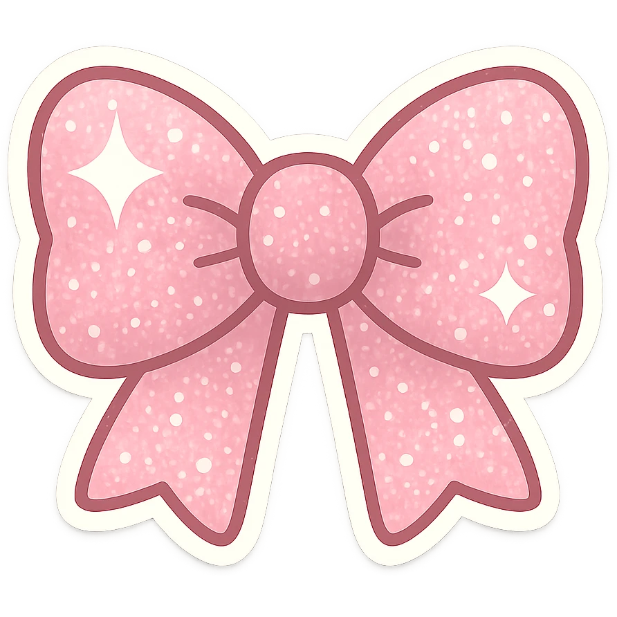 Glitter bow object, cute, shiny, no background emoji