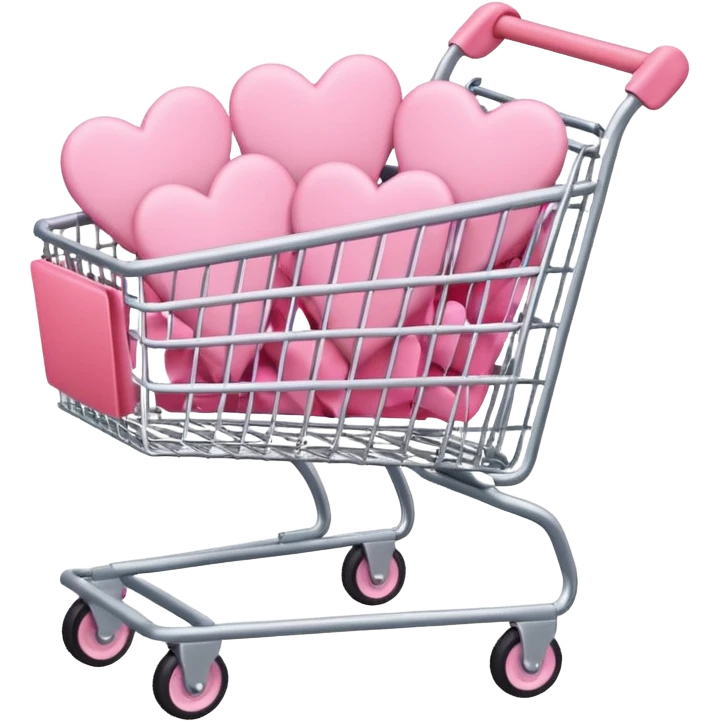 pink shopping cart filled with pink hearts emoji